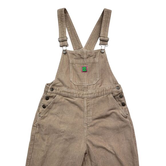 Empyre Suzie Corduroy Bib Overalls Medium Beige Pockets Grunge Skater Y2K - Picture 9 of 14